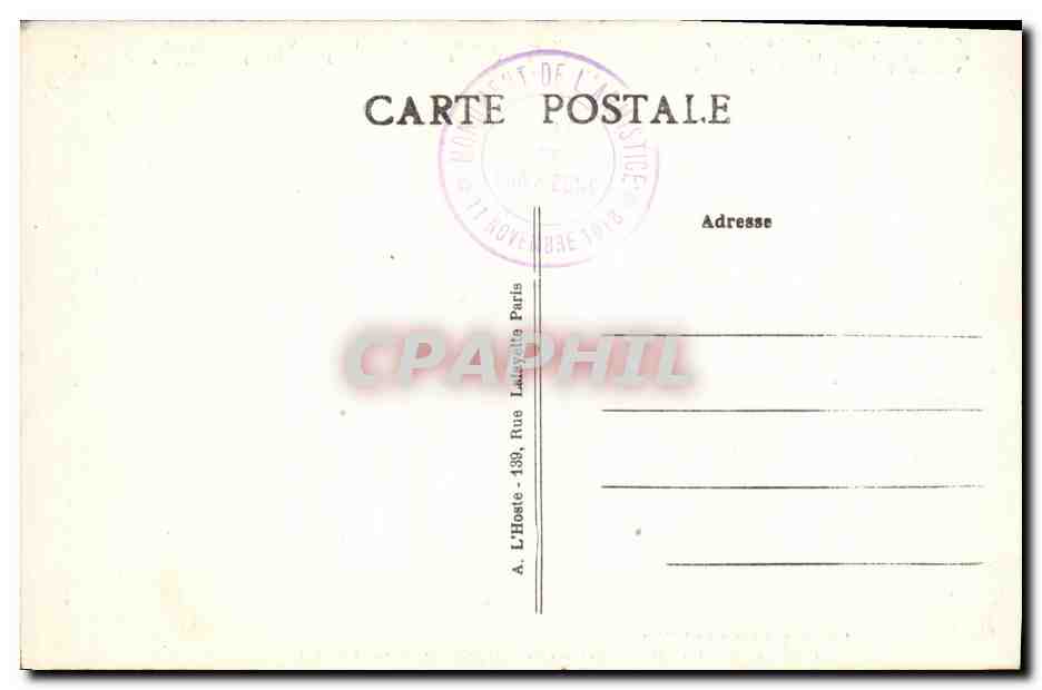Signature de l'Armistice — Forêt de Compiègne — 11 Novembre 1918 — Verso