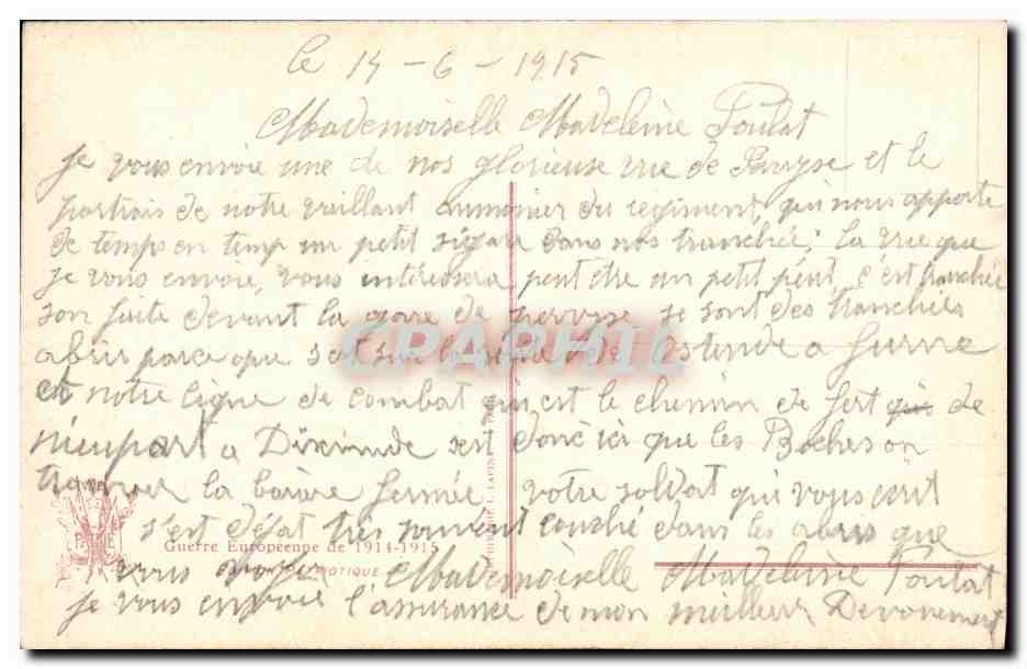 CPA Militaria Pervyse Un aumonier belge  — Rückseite