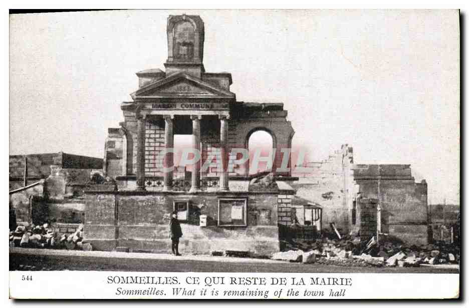 CPA Militaria Sommeilles ce qui reste de la mairie