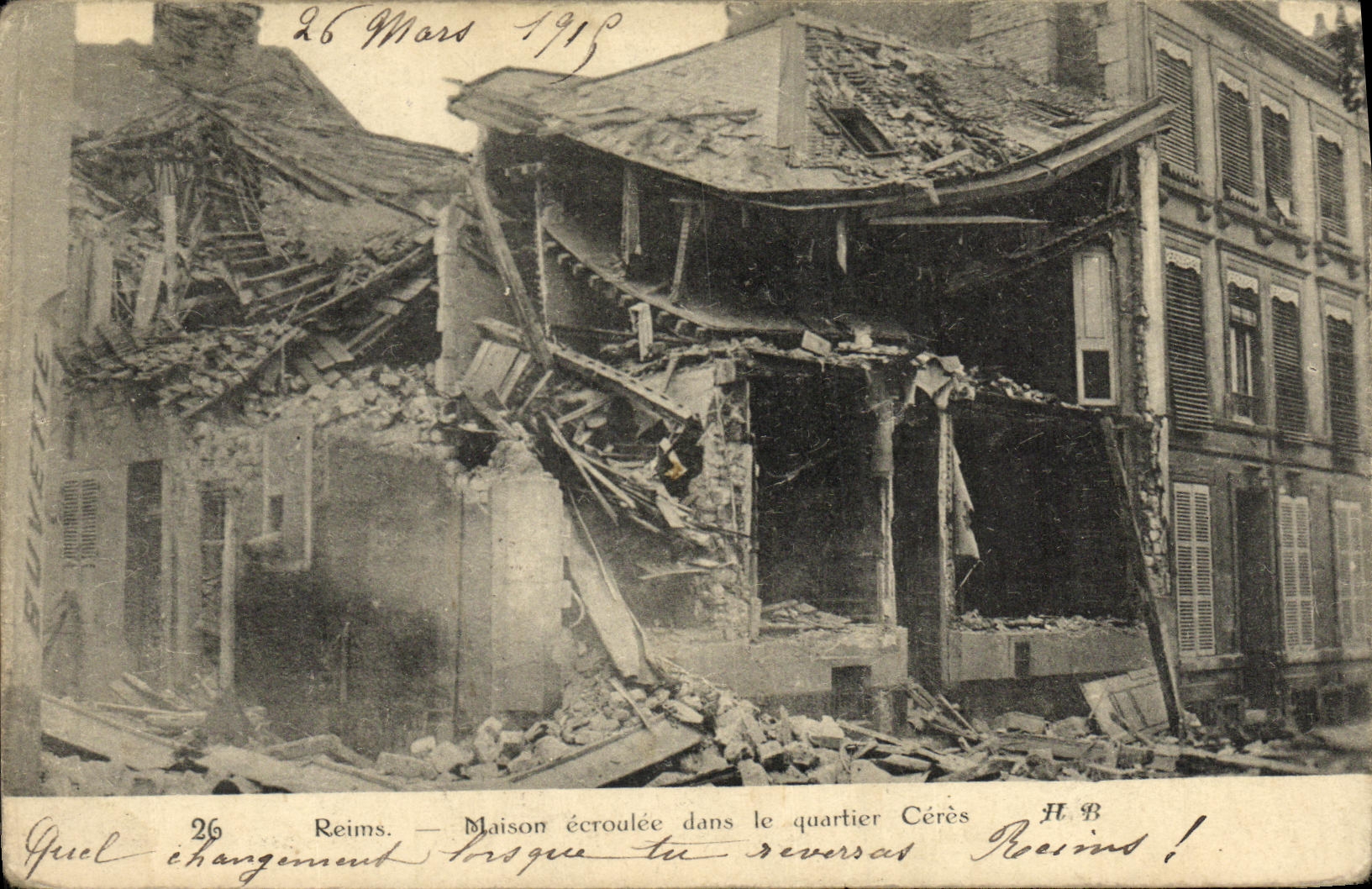 Reims — Maison écroulée dans le quartier Cérès — H.B.