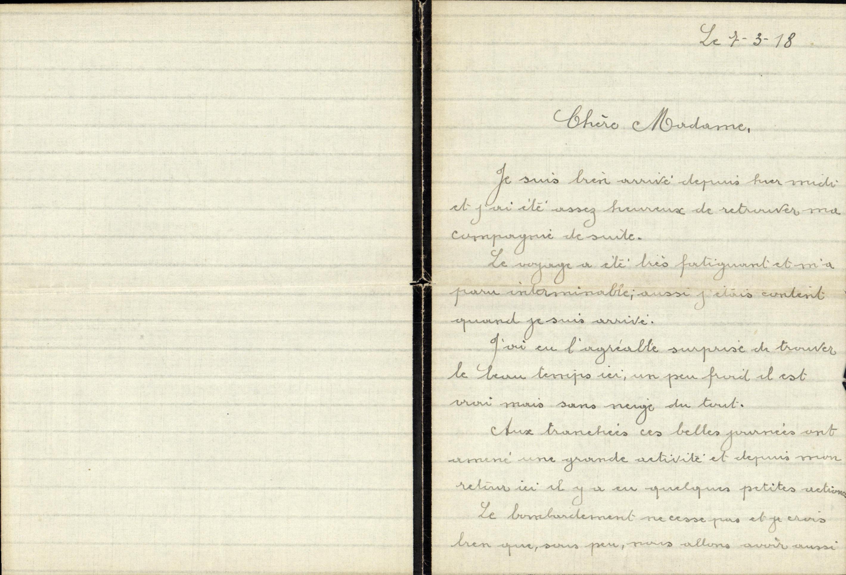 Petite lettre de militaire 7 3 1918 