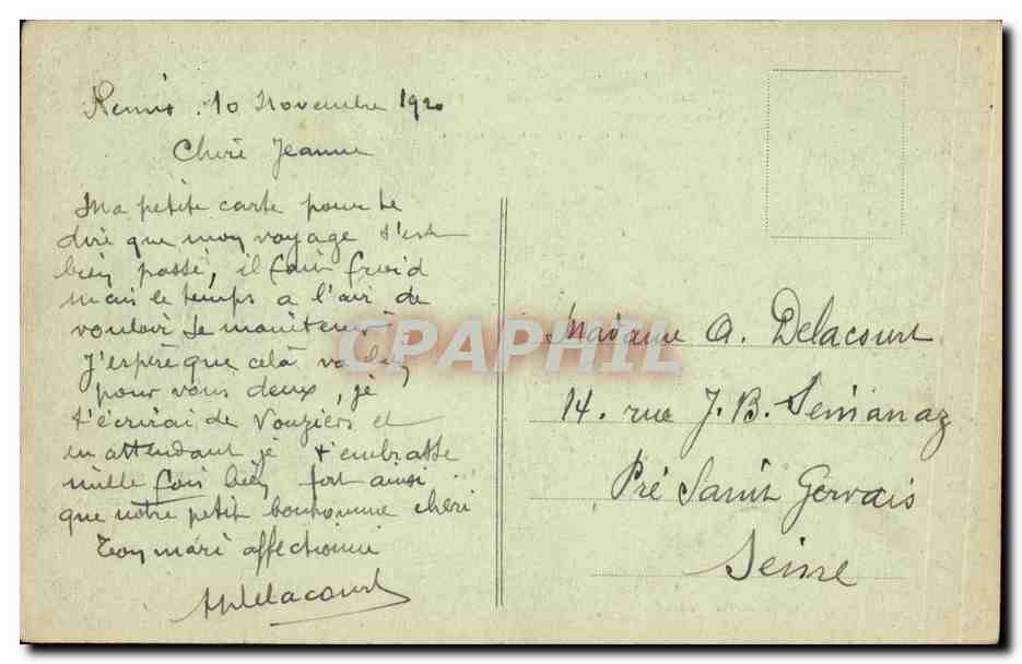 Reims dans les Ruines — après la Retraite des Allemands — Vue Générale Boulevard Saint-Marceaux — Édition J. Kœnery — Verso