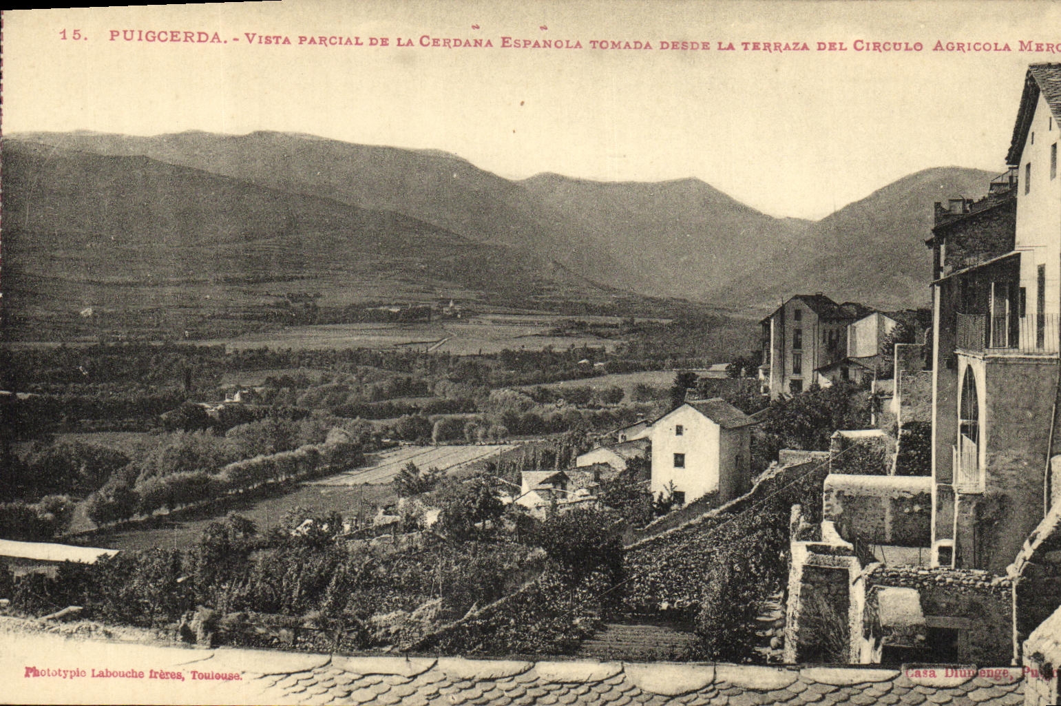 CPA Puigcerda Vista Parcial De Cerdana espanola tomada desde la terraza desl circulo agricola mercantil 