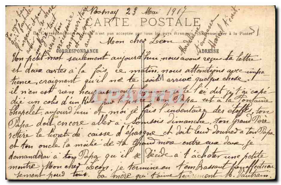 CPA Courgivaux La rue Principale apres le Bombardement Militaria  — Rückseite