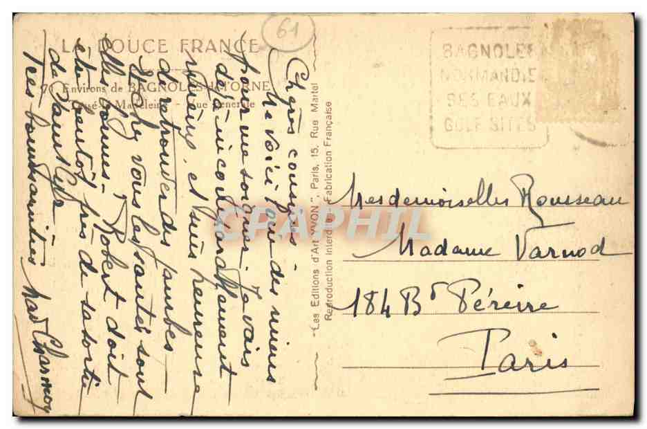 Bagnole-de-l'Orne — Vista generale — Edizioni d'Arte VON — Verso