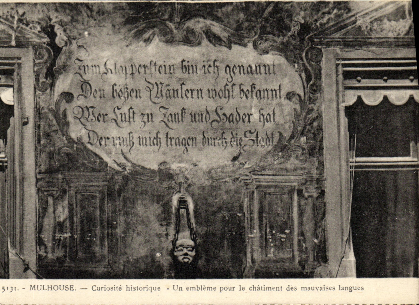 Mulhouse — Curiosité historique — Un emblème pour le châtiment des mauvaises langues