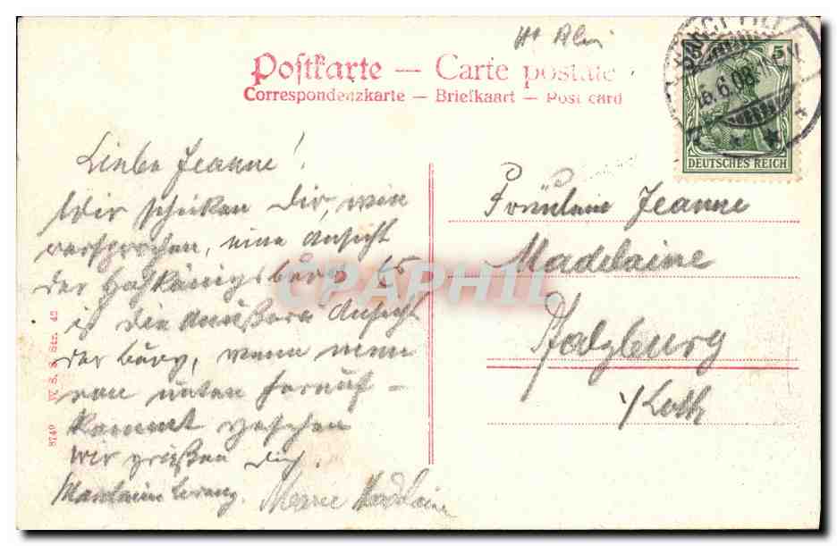 Hohkönigsburg — Wiederaufbau durch S.M. Kaiser Wilhelm II. — Blick auf Vorhof und Sternbau — Verso