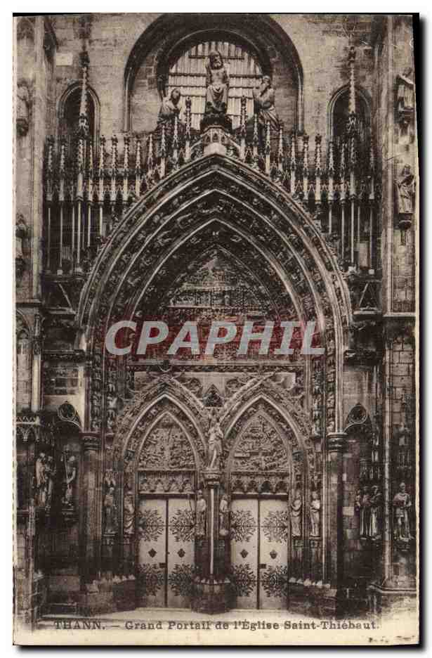 CPA Thann Grand Portail de Eglise Saint Thiebaut