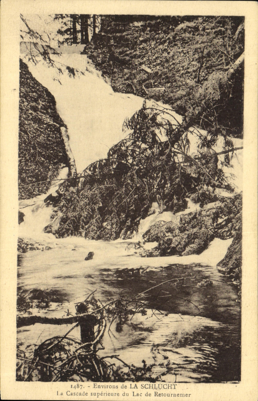 La Cascade supérieure du Lac de Retournemer — Environs de LA SCHLUCTH — Édition Frédenement, La Schlacht, n°1487