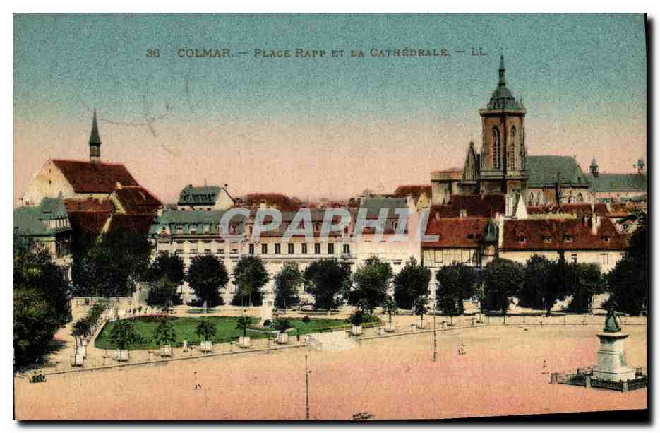 CPA Colmar Place Rapp Et La Cathedrale