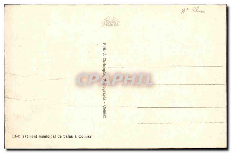 CPA Colmar Etablissement Municipal de Bains Piscine — Rückseite