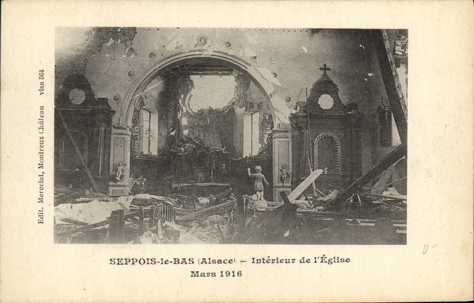 SEPPPOIS-le-BAS (Alsace) — Intérieur de l'Église — Mars 1916 — Edit. Mercelat, Montreux Château