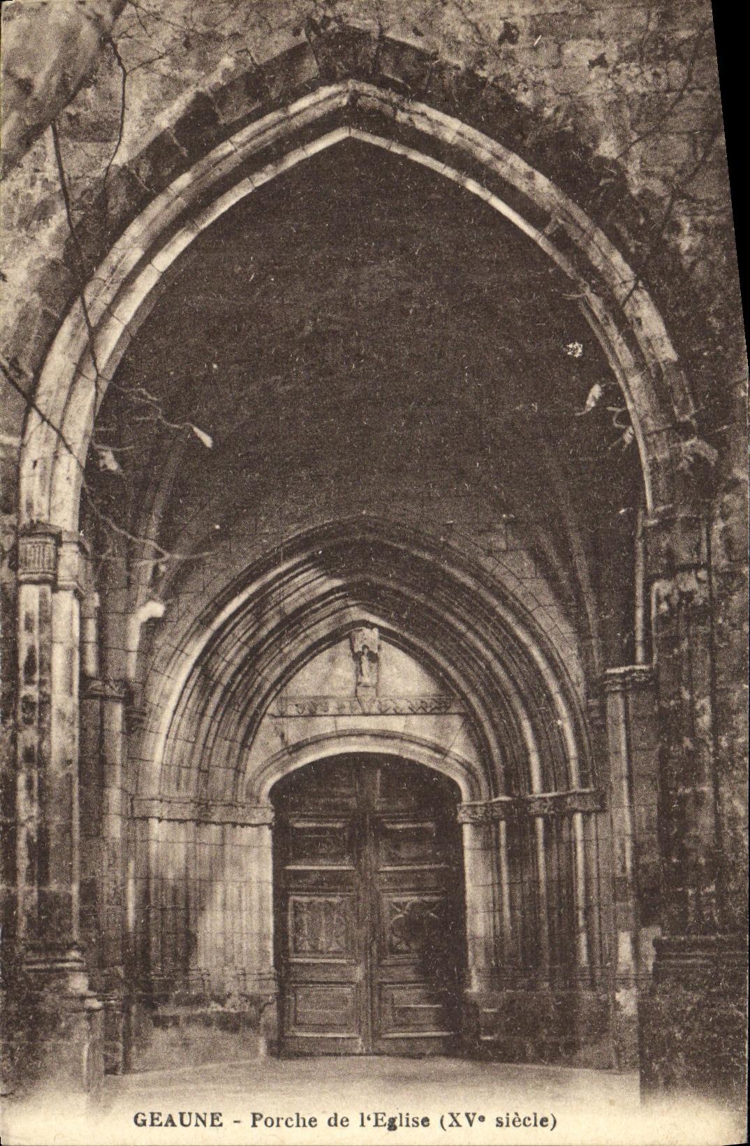 CPA Geaune Porche de L Eglise