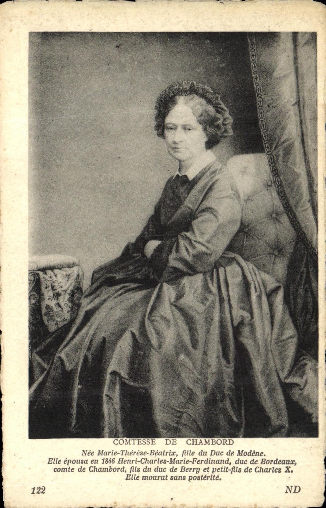 CPA Comtesse de Chambord Nee Marie Therese Beatrix fille du duc de Modene