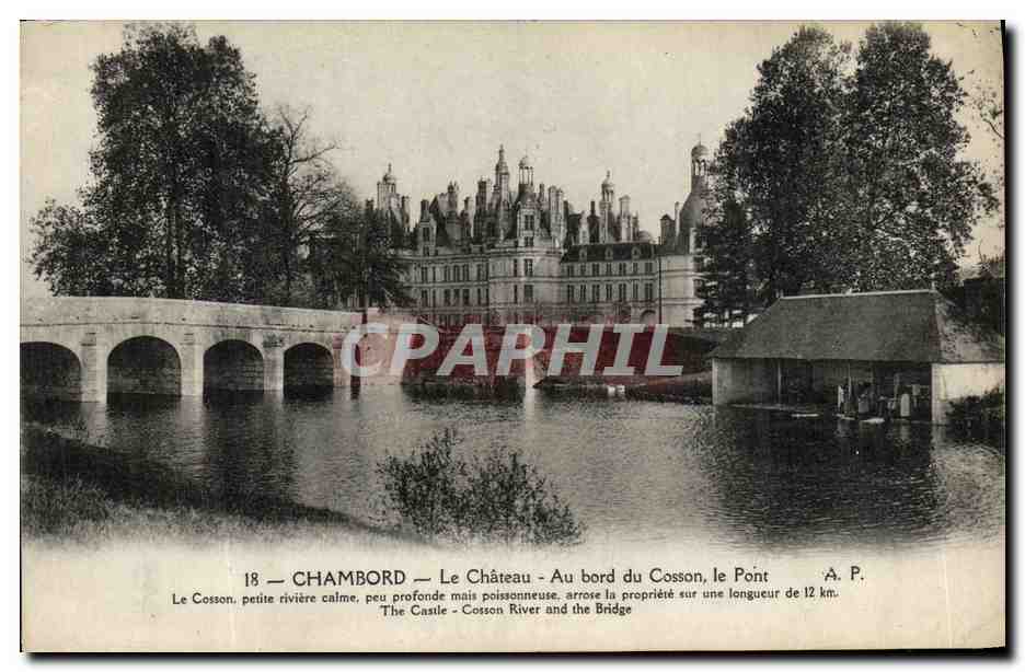 CPA Chambord Le Chateau Au bord du Cosson le Pont