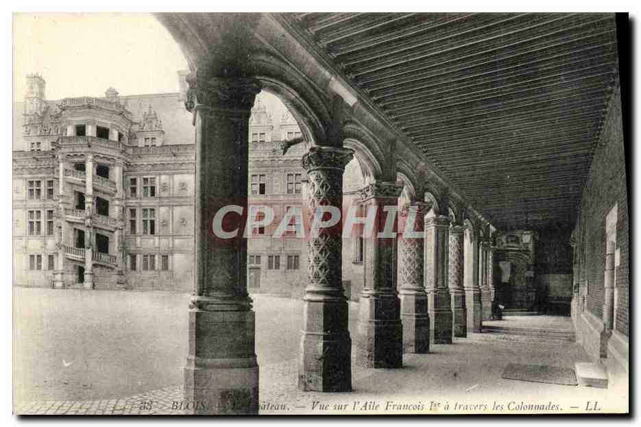 CPA Blois Chateau Vue sur L Aile Francois 1er a travers les colonnades
