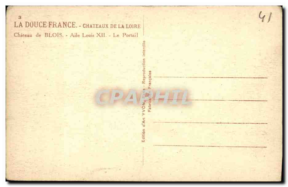 CPA Blois Chateau Aile Louis XIILe Portail — Verso