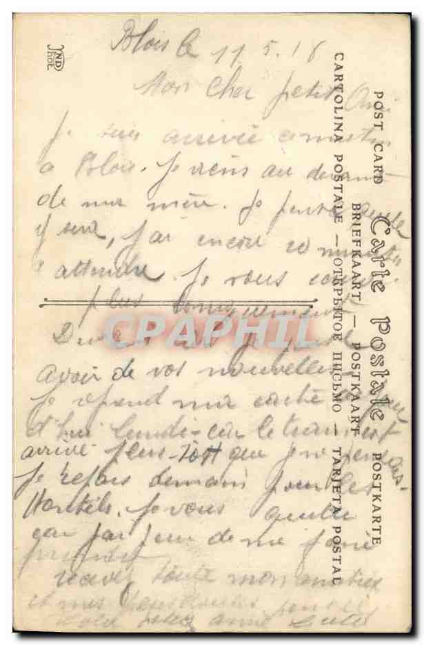 CPA Blois Monument des Mobiles eleve a la Memoire des combattants du Loir et Cher Militaria  — Verso
