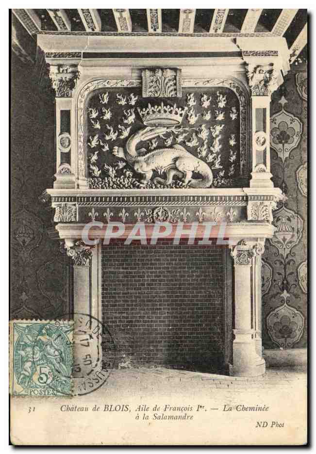 CPA Chateau Blois Aile de Francois 1er Cheminee la Salamandre