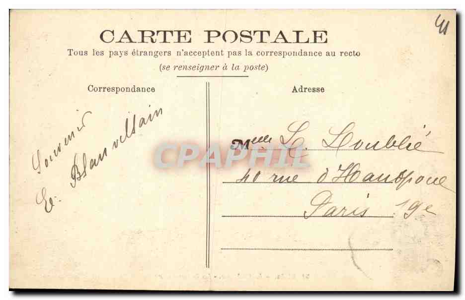 CPA Chateau Blois La Salamandre — Verso