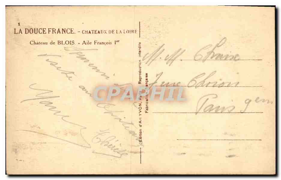 CPA Blois Chateau L Aile Francois 1er — Verso