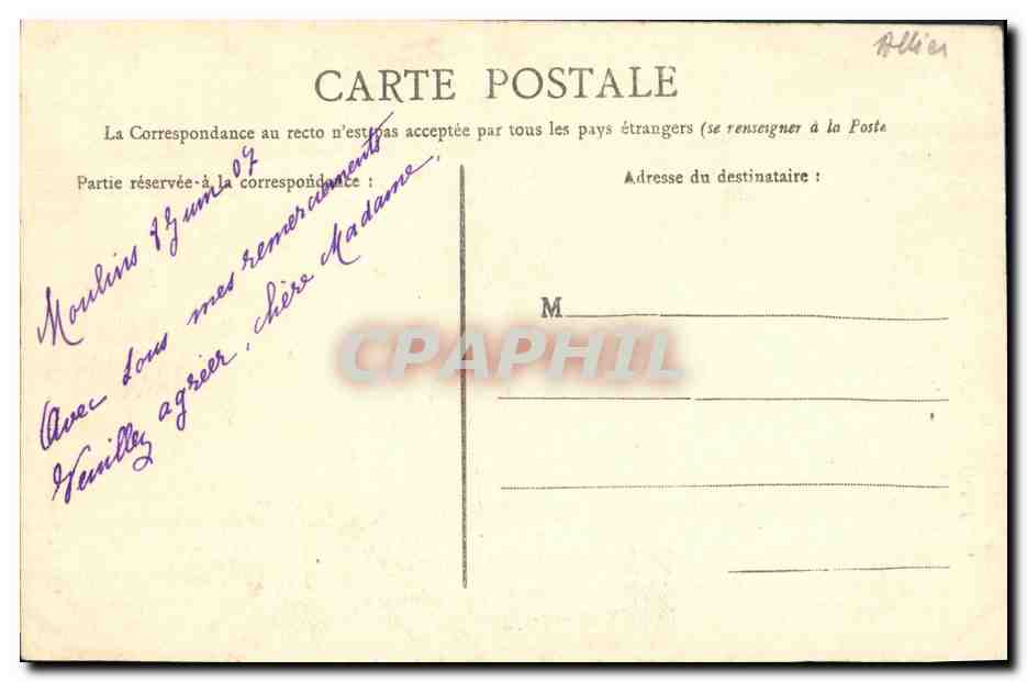 CPA Moulins Eglise du Sacre Coeur — Verso