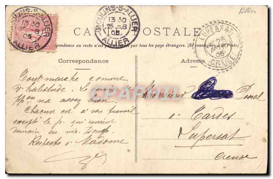 CPA Moulins Chevet de la Cathedrale — Verso
