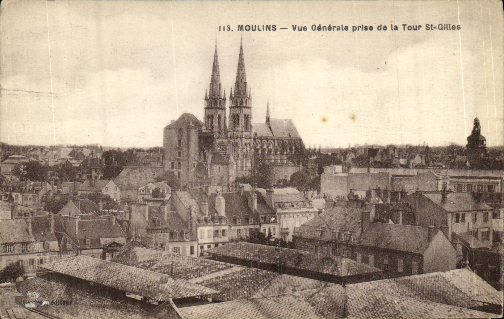 Antike Ansichtskarte Moulins Allgemeiner Blick vom Turm St Gilles