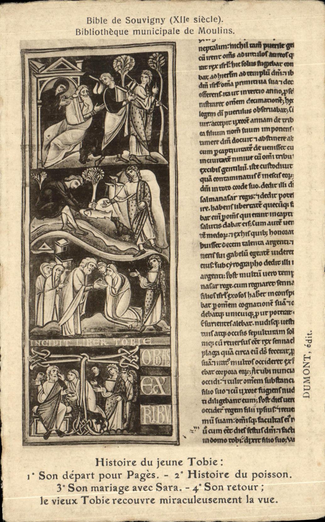 CPA Moulins Bible de Souvigny Bibliotheque de Moulins Histoire du Jeune tobie