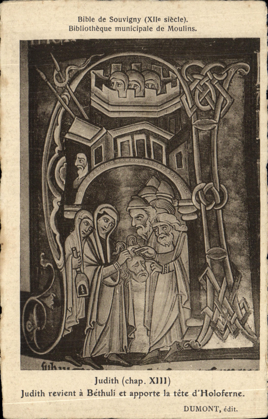CPA Moulins Bible de Souvigny Bibliotheque de Moulins Judith revient a Bethuli et apporte la tete d Holoferne