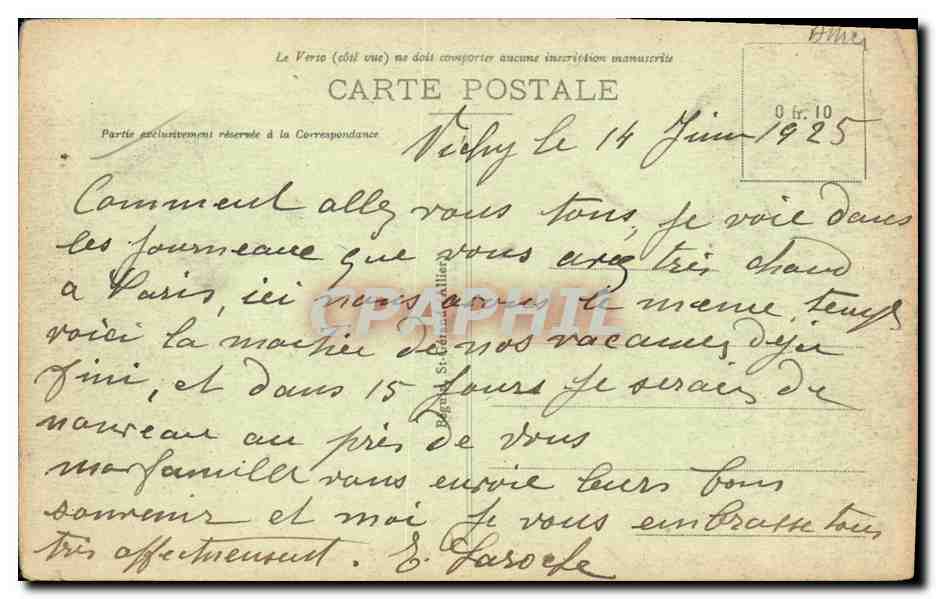 CPA Vichy Chalet de L Empereur — Rückseite