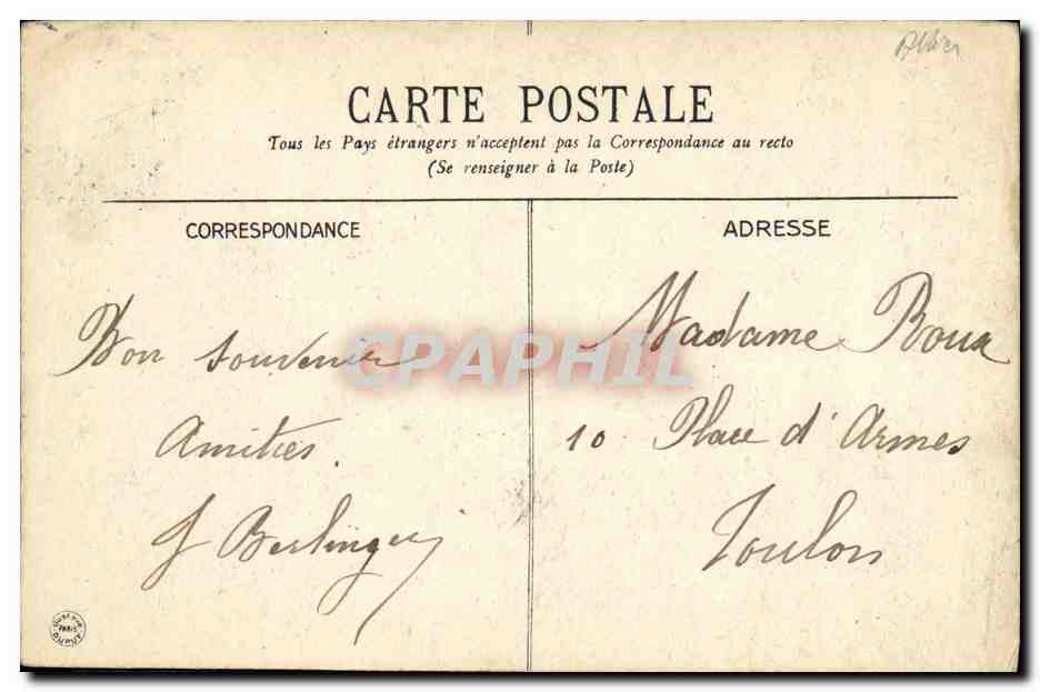 CPA Vichy La Terrasse du Casino — Verso