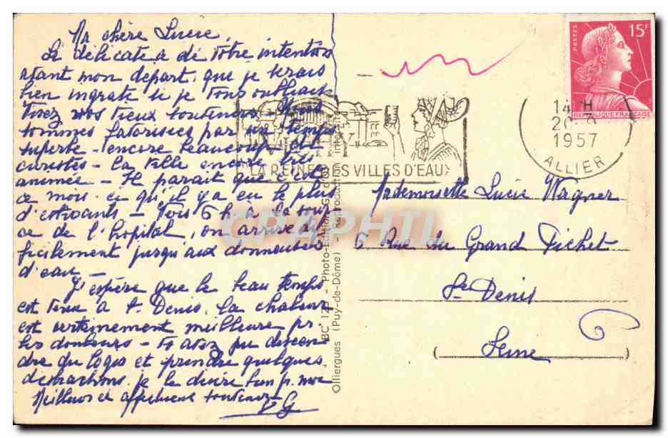 Vichy — Rue Lucas, vers le Palais des Sources — G.d'O — Verso