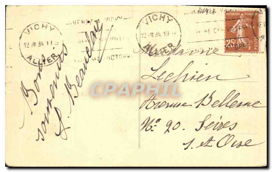 CPA Vichy Le Pavillon de la Source de l Hopital — Verso