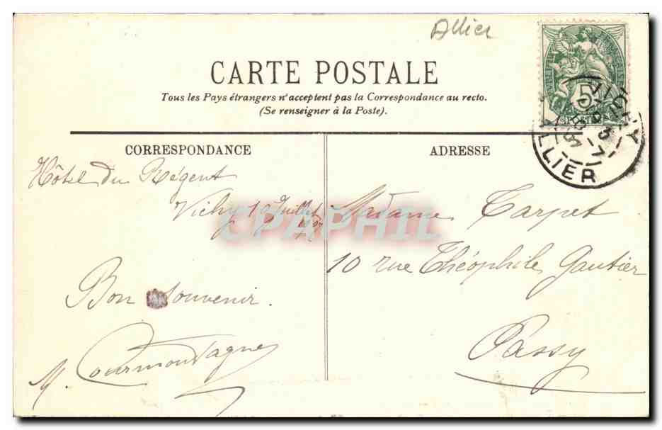 CPA Vichy La Maison de Mme de Sevigne — Verso