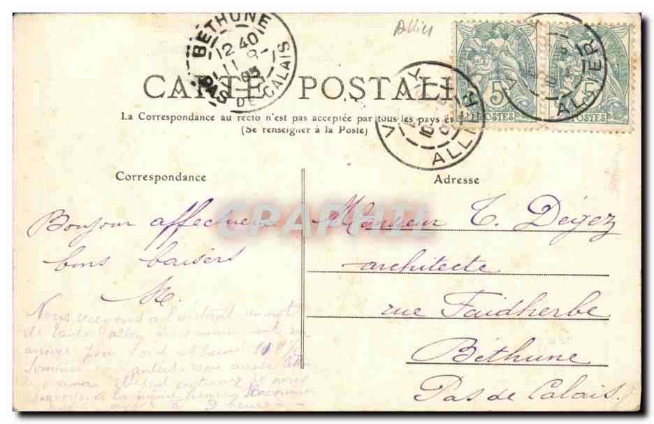 CPA Vichy Maison du Baillage — Rückseite