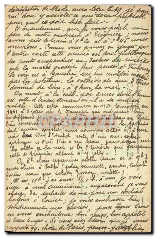 CPA Treguier La Cathedrale Les Trois Tours vues du Cloitre — Rückseite