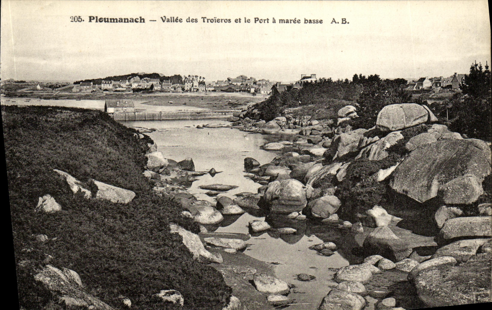 Pleummanach — Vallée des Troïeros et le Port à marée basse — A.B.