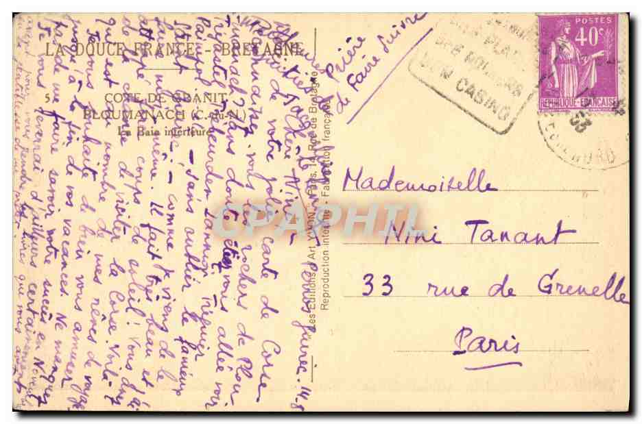 CPA Ploumanach La baie inferieure — Verso