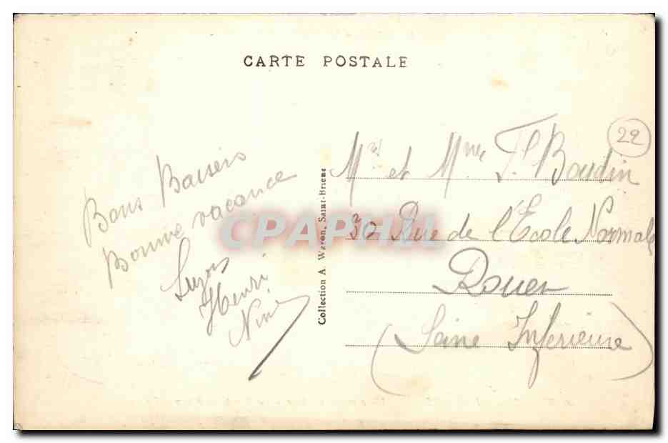 CPA Val Andre Un coin de la plage La poin te de Piegu La rotonde — Rückseite