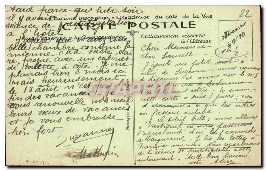 PLOUMANACH — L'Oratoire Saint-Guirec et le Château de Costaéres — A. B. n°211 — Verso