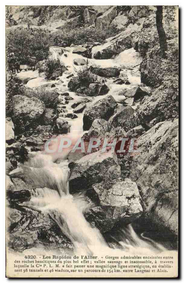Les Rapides de l'Allier — Gorges admirables encaissées entre roches basaltiques, ligne C.L.M. — n° 4320