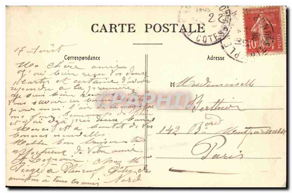 Château de Nantois, près Val André — La Bretagne Pittoresque — Collection Waron St-Brieuc, n°383 — Rückseite