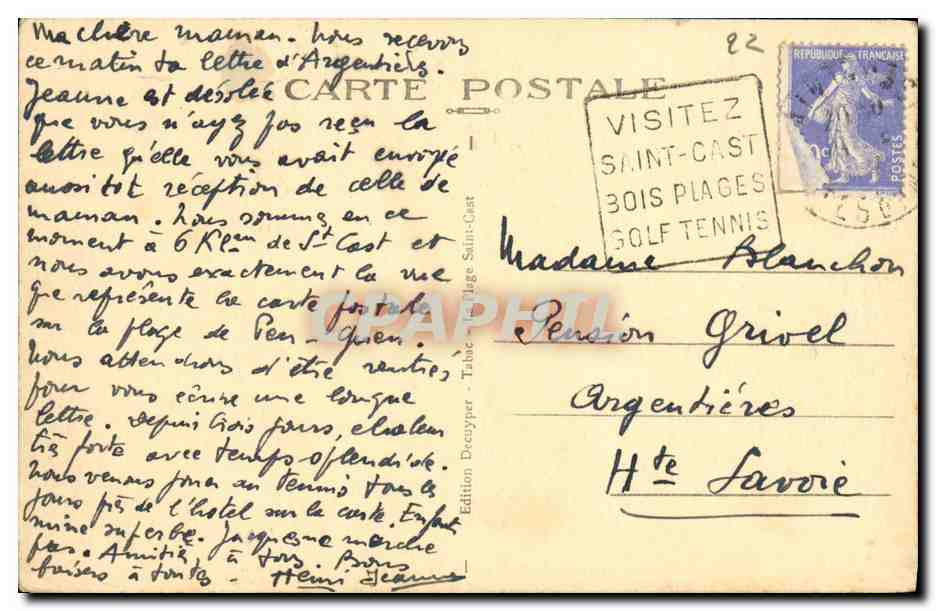 CPA Saint Cast Les Falaises et la Plage de Pen Guen — Reverso