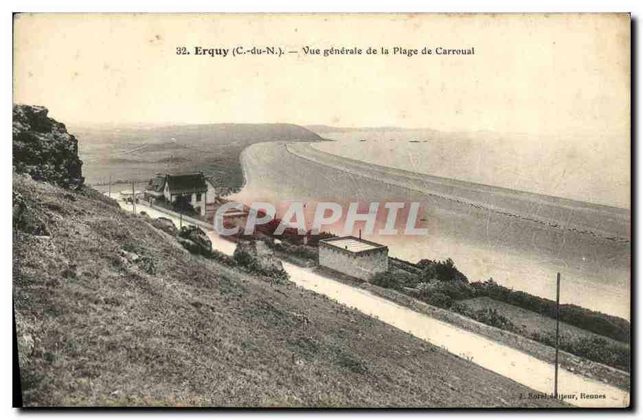 CPA Erquy Vue Generale de la Plage de Carroual