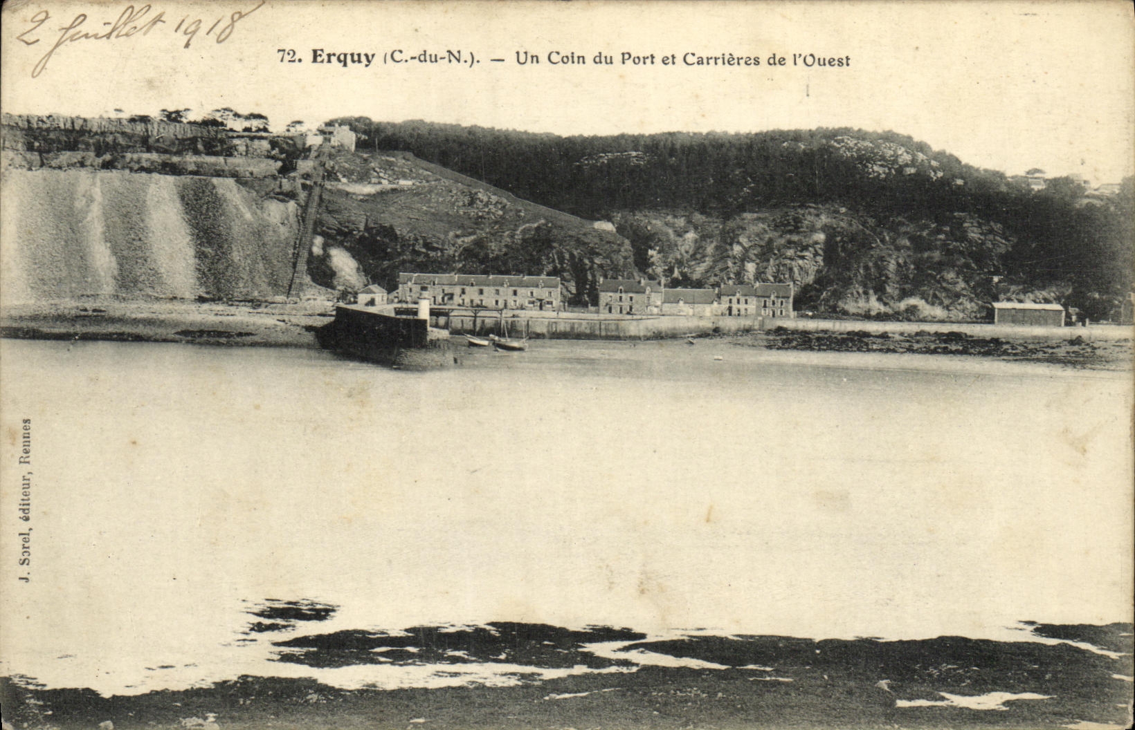 Erquy (C.-du-N.) — Un Coin du Port et Carrières de l'Ouest — J. Sorel, éditeur, Reunnes