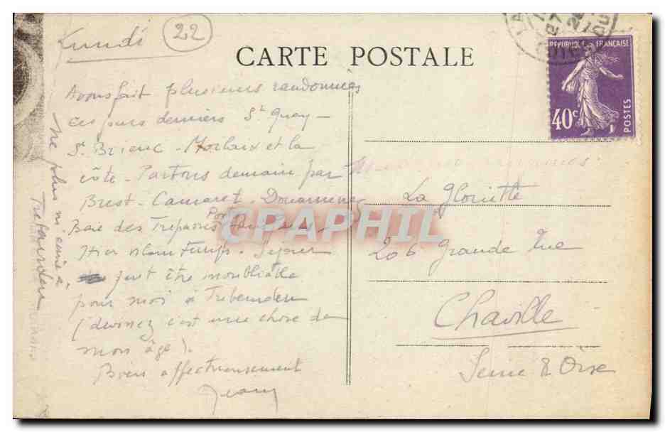 CPA Lannion Vieille Maison Chapelier  — Rückseite