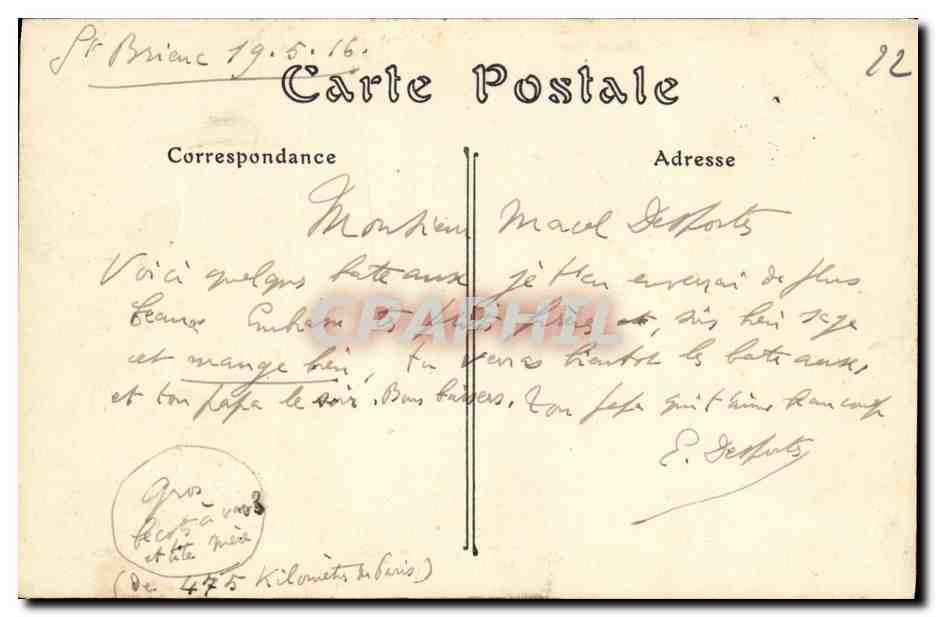 CPA Saint Brieuc Le Port du Legue — Rückseite