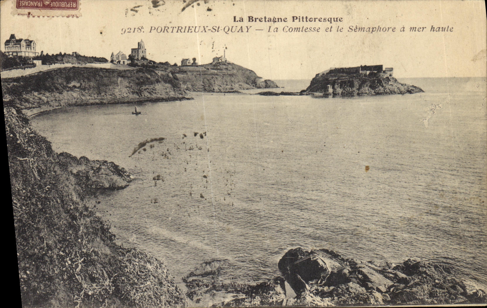 Portrieux-St-Quay — La Comtesse et le Sémaphore à mer haute — Repenuoue Française 9218