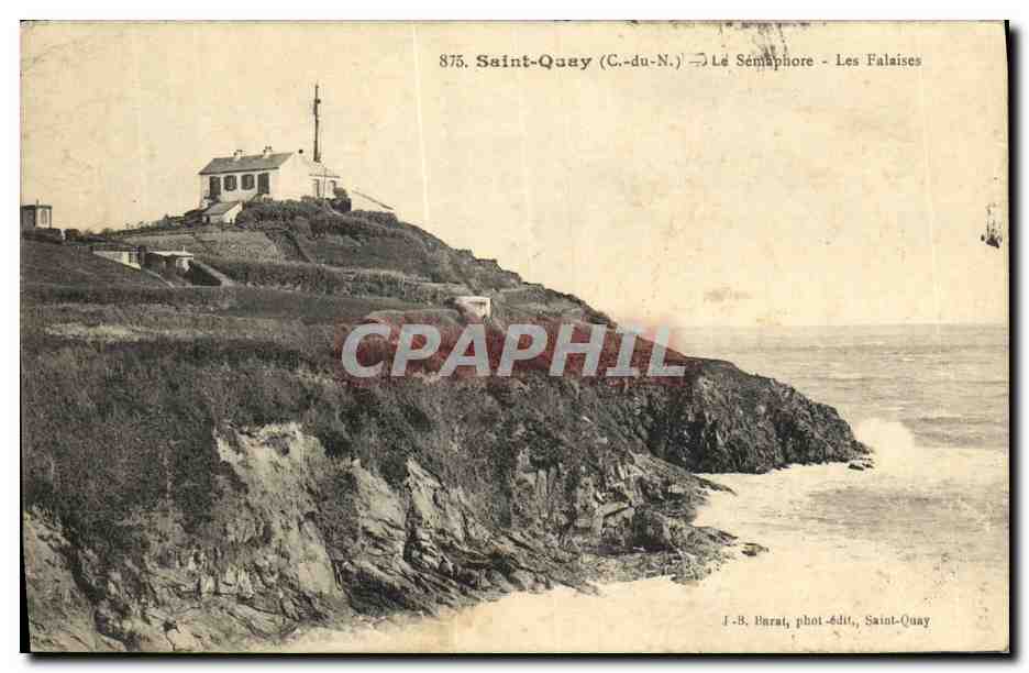 Saint-Quay (C.-du-N.) — Le Sémaphore - Les Falaises — J.-B. Barat, phot.-édit., Saint-Quay